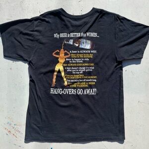 Men’s Cowboy Up T-Shirt Black Beer Women L Crew Range Country Ranch Cattle